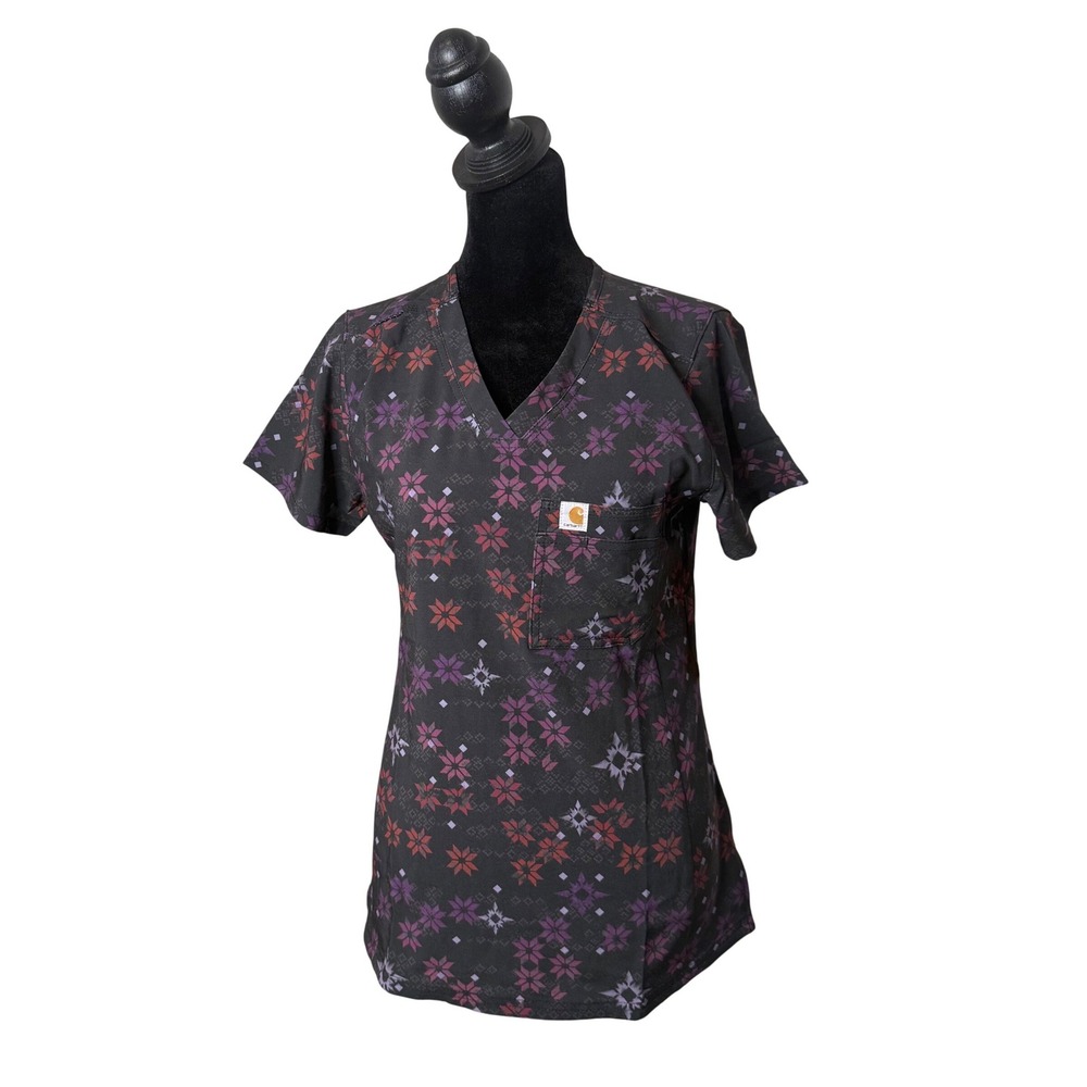 Carhartt Force Cross-Flex Modern Fit Scrub Top Womens XS Black‎ NEW